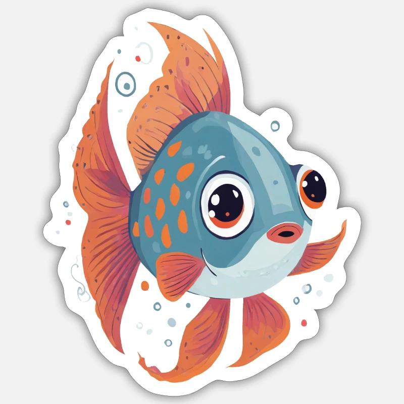 Poisson - Sticker taille S (10 x 10 cm) - blanc mat