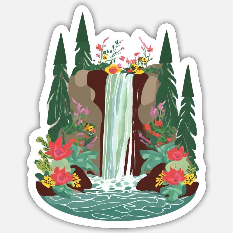 Waterfall - Sticker size S (10 x 10 cm) - white matte