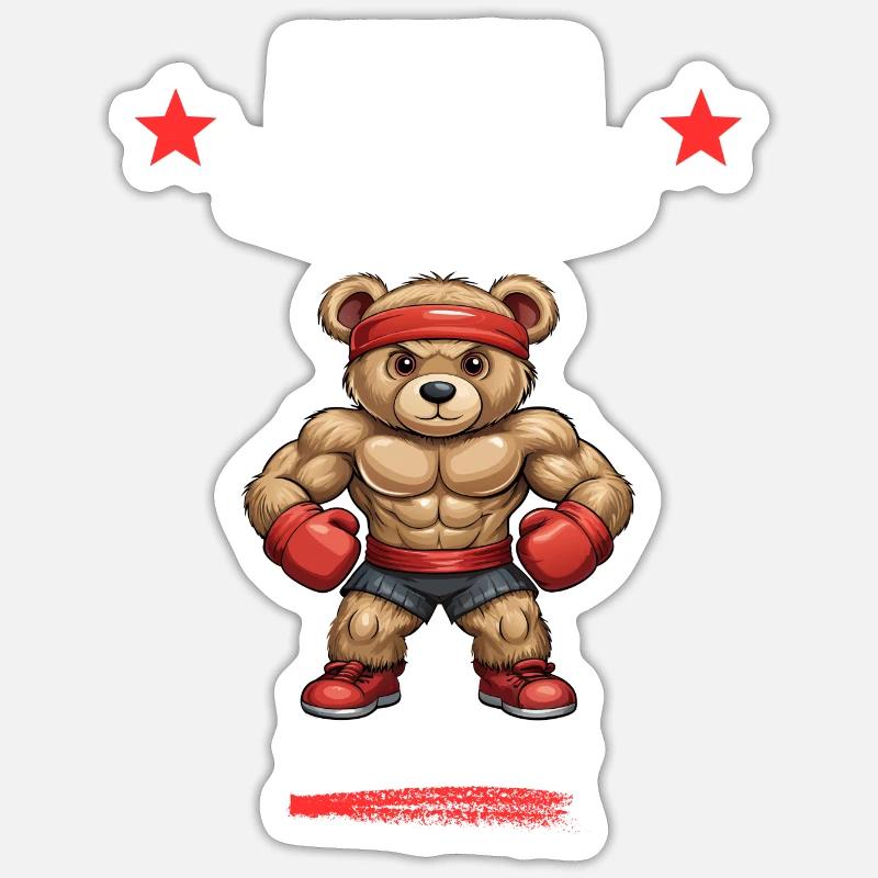 Cool Teddy Boxer - AI-Generated Sticker size S (10 x 10 cm)