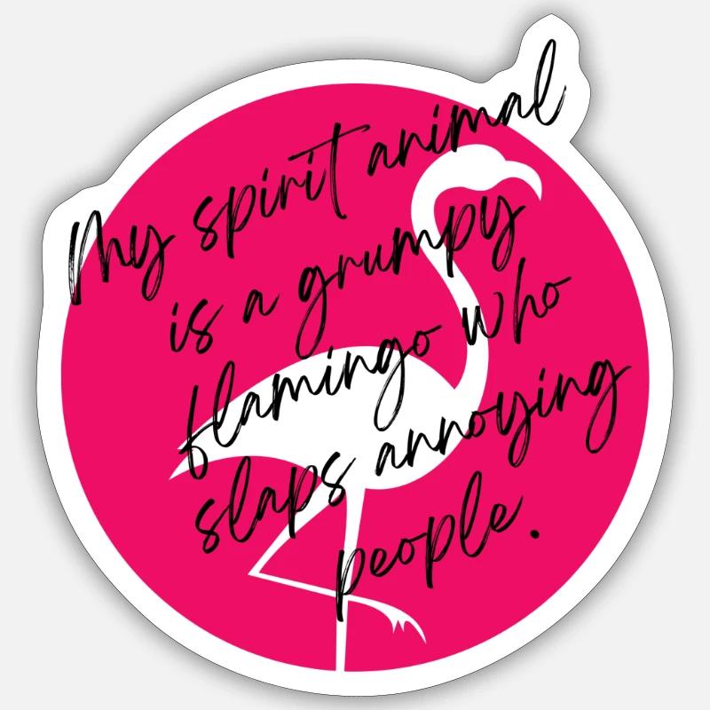 grumpy flamingo - Sticker size S (10 x 10 cm) - white matte