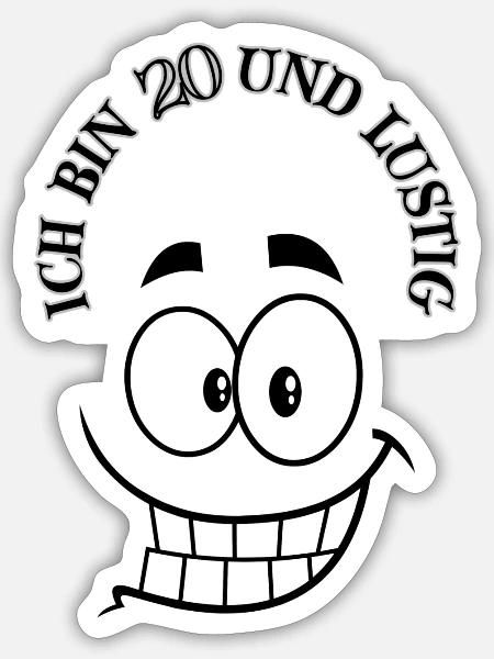 ich bin 20 und lustig - Sticker Größe S (10 x 10 cm) - Mattweiß