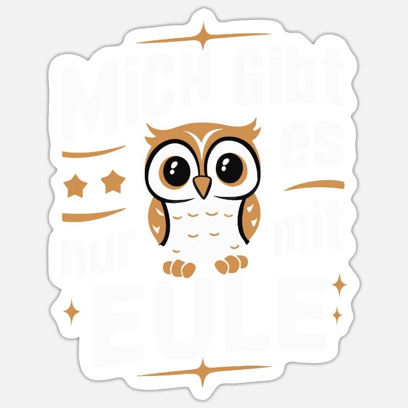 Nachteule Eule Eulen Vogel - Sticker Größe S (10 x 10 cm) - Mattweiß