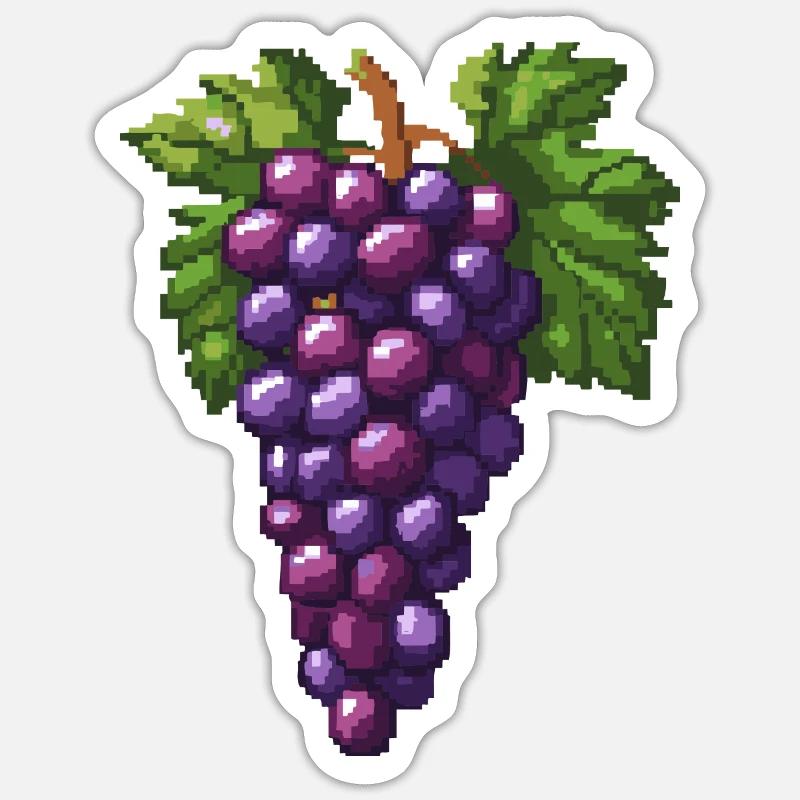 Weintrauben Pixel - Sticker Größe S (10 x 10 cm) - Mattweiß