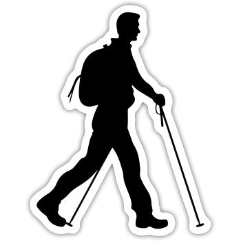 Nordic Walking Sport Silhouette - Sticker size S (10 x 10 cm) - white matte - Front
