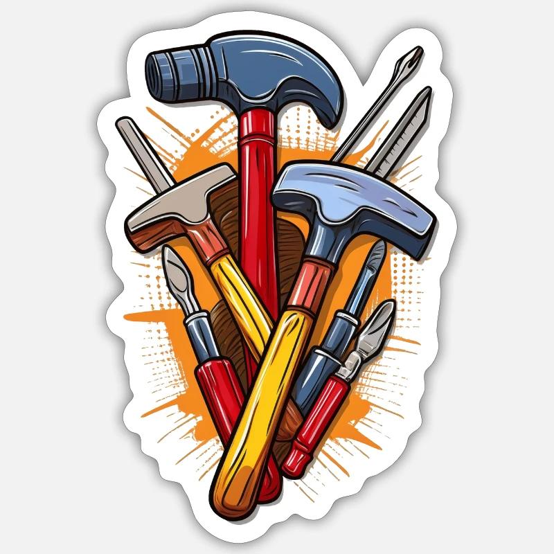 Tools such as hammers and screwdrivers Sticker size S (10 x 10 cm)