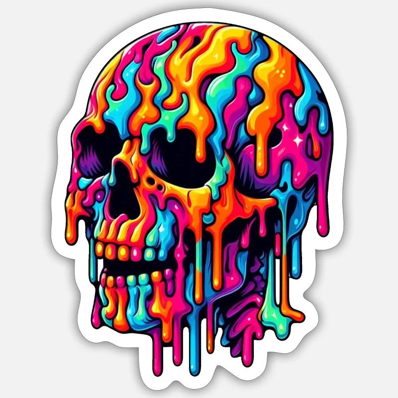 Lebendiger psychedelischer Schädel Sticker Größe S (10 x 10 cm)