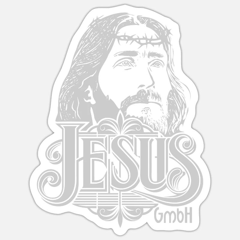 Jesus Kopf hellgrau - Sticker Größe S (10 x 10 cm) - Mattweiß