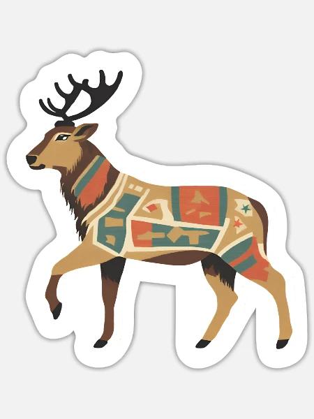 Rentier - Sticker Größe S (10 x 10 cm) - Mattweiß