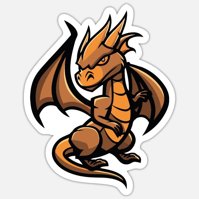 Drache Dragon - Sticker Größe S (10 x 10 cm) - Mattweiß