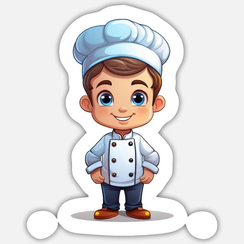 Koch oder Bäcker im Cartoon Stil Sticker Größe S (10 x 10 cm)