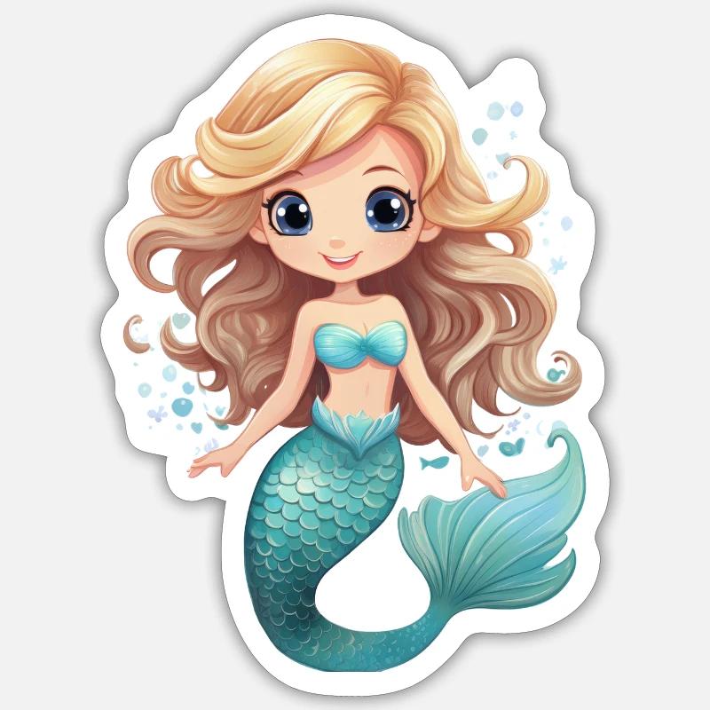 Meerjungfrau oder Nixe - Sticker Größe S (10 x 10 cm) - Mattweiß