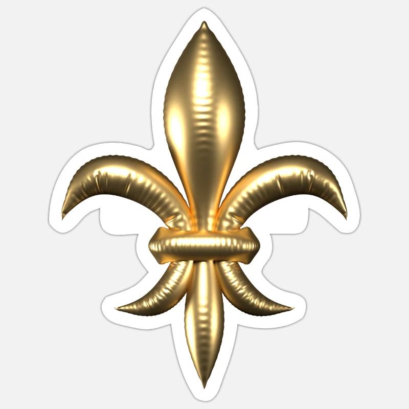 Fleur de Lys / Fleur de Lis à l’aspect or ballon - Sticker taille S (10 x 10 cm) - blanc mat