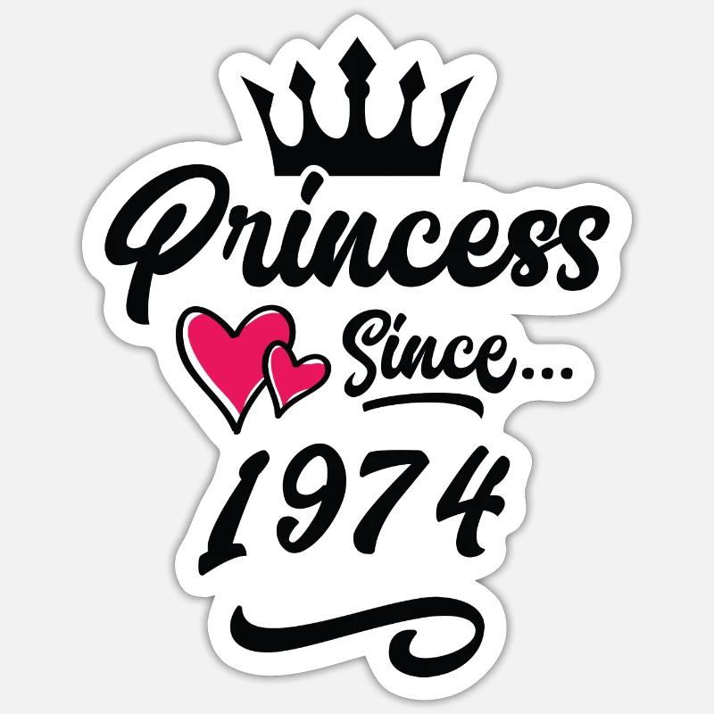 1974 Anniversaire de la princesse - Sticker taille S (10 x 10 cm) - blanc mat
