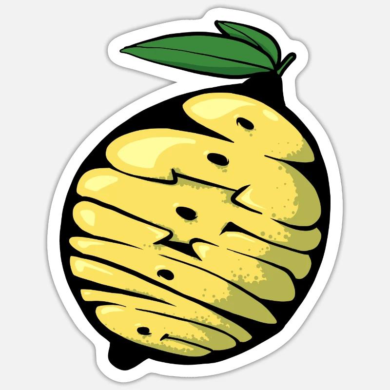 Avocat-Citron Graff - Sticker taille S (10 x 10 cm) - blanc mat