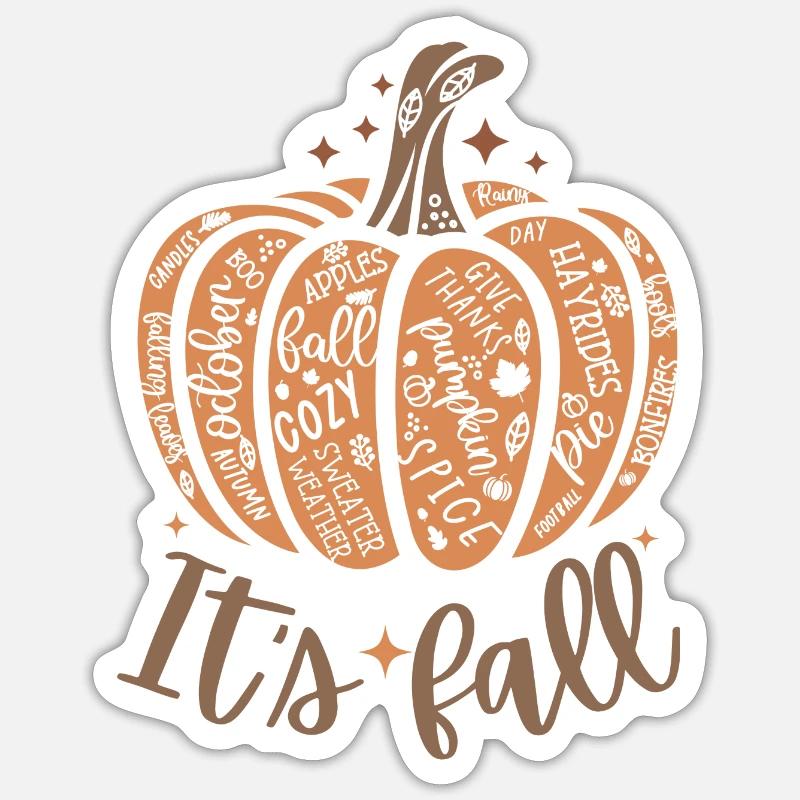 Fall Pumpkin It's Fall - Sticker size S (10 x 10 cm) - white matte