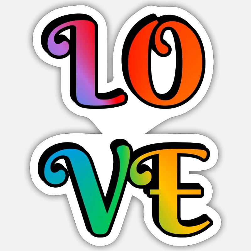 Retro Regenbogen Liebe - Sticker Größe S (10 x 10 cm) - Mattweiß