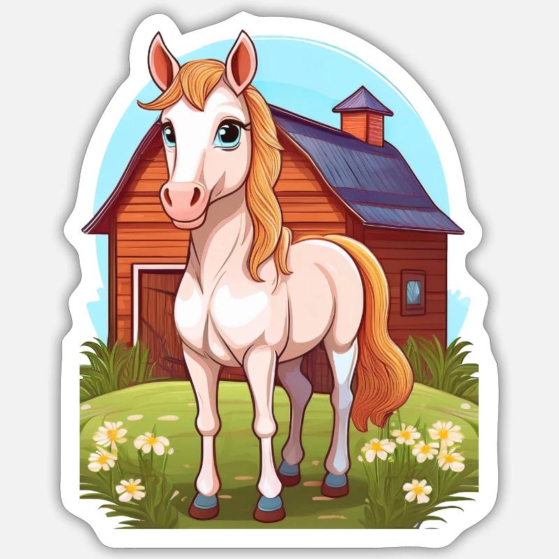 Pferd auf der Weide Sticker Größe S (10 x 10 cm)