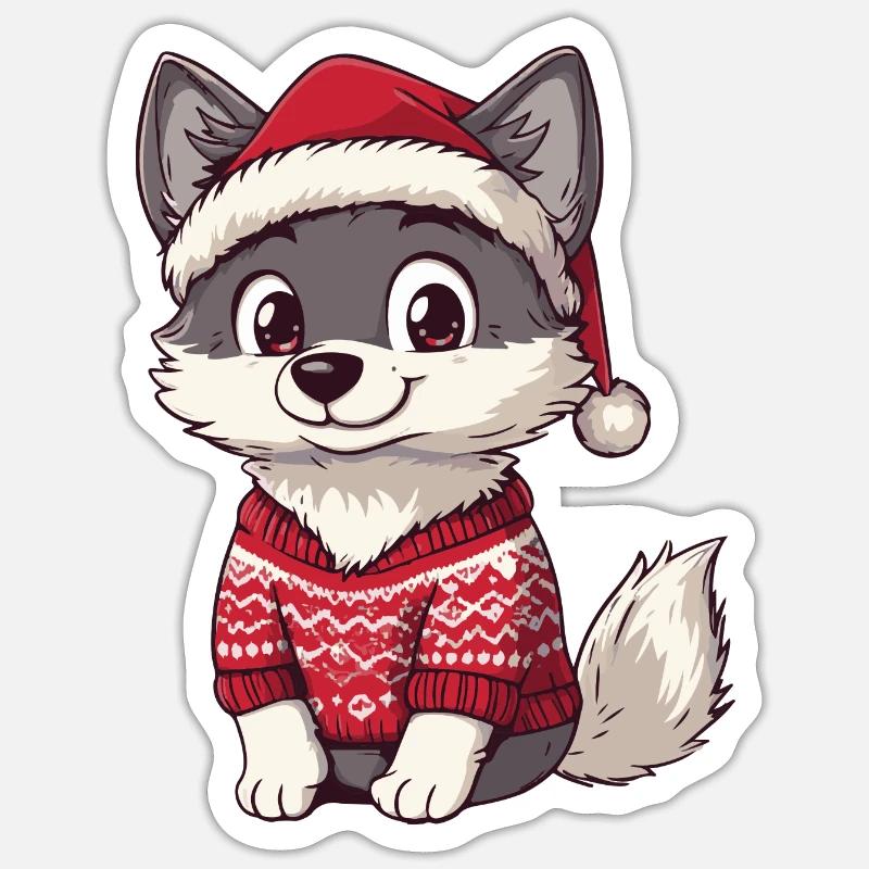 Wolf Christmas - Sticker size S (10 x 10 cm) - white matte