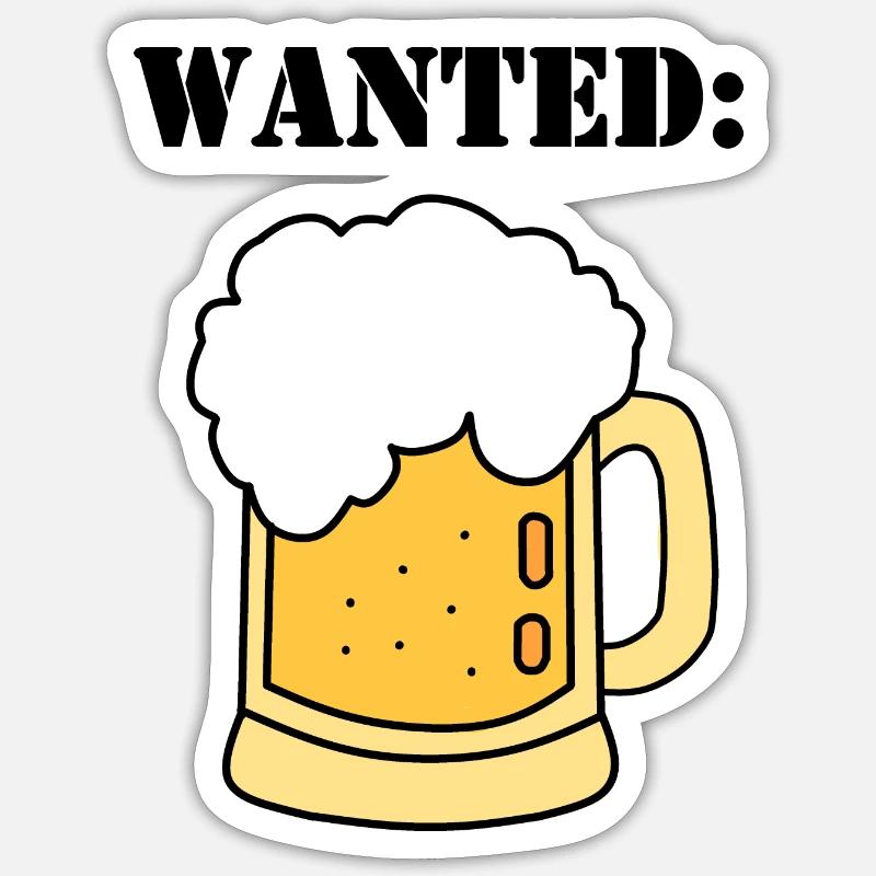 wanted beer - Sticker size S (10 x 10 cm) - white matte