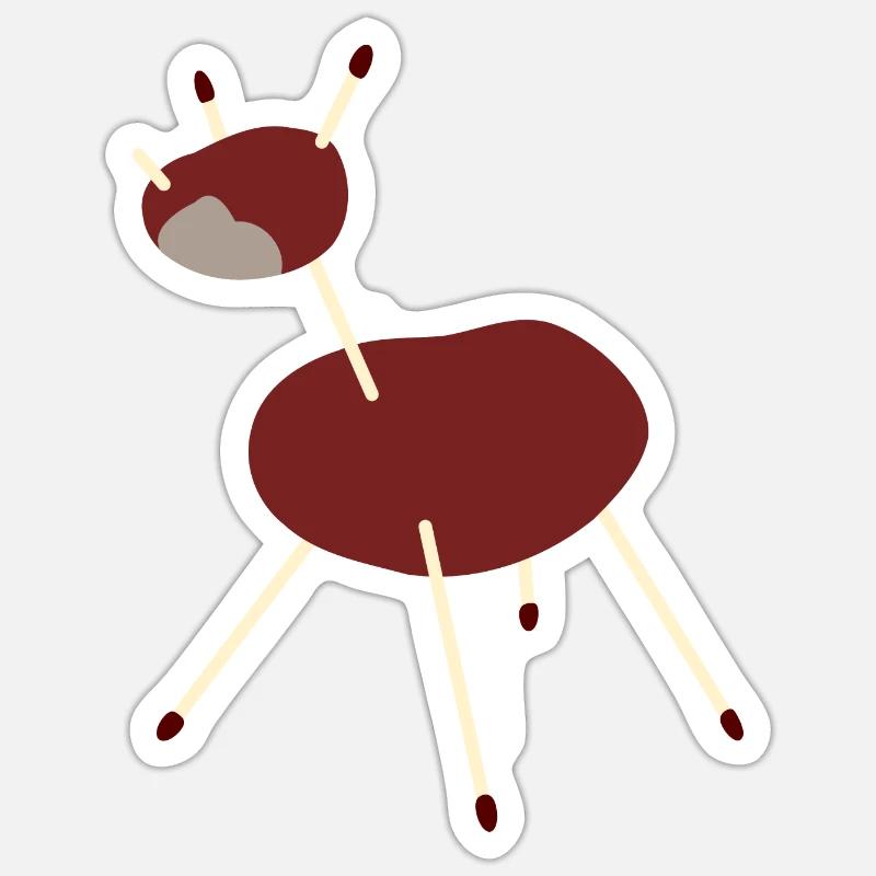 Kastanie Einhorn - Sticker Größe S (10 x 10 cm) - Mattweiß