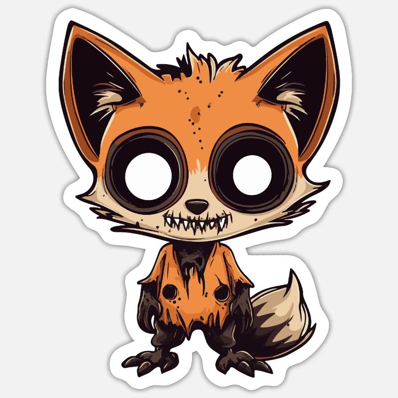 Fuchs Halloween Comic Lustig - Sticker Größe S (10 x 10 cm) - Mattweiß