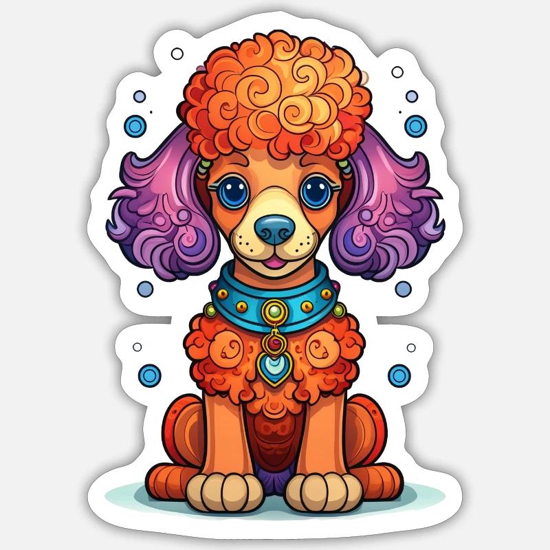 Caniche - Sticker taille S (10 x 10 cm) - blanc mat