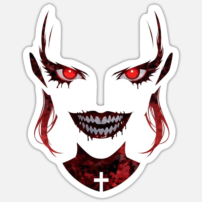 La Nonne Alien - Sticker taille S (10 x 10 cm) - blanc mat
