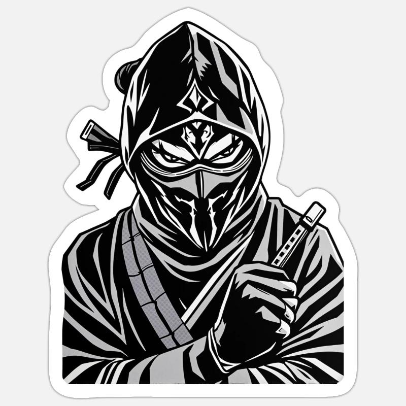 Ninja - Sticker Größe S (10 x 10 cm) - Mattweiß