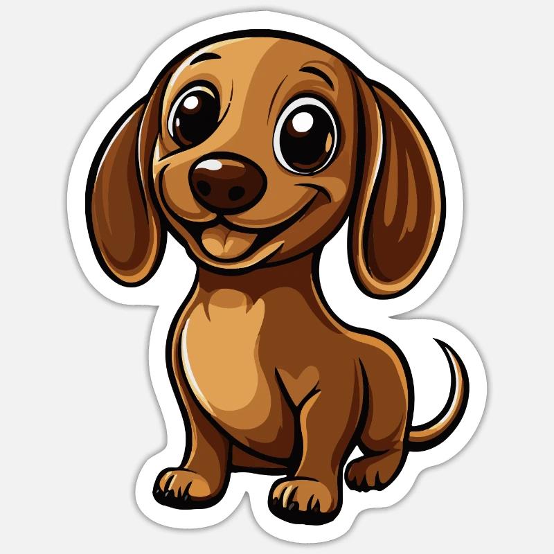 Dackel DachsHund Comic Niedlich Sticker Größe S (10 x 10 cm)