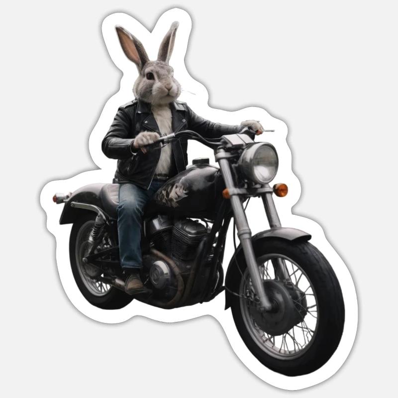 Biker Rabbit Sticker size S (10 x 10 cm)