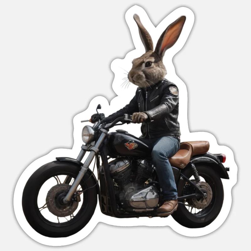 Biker Rabbit Sticker size S (10 x 10 cm)