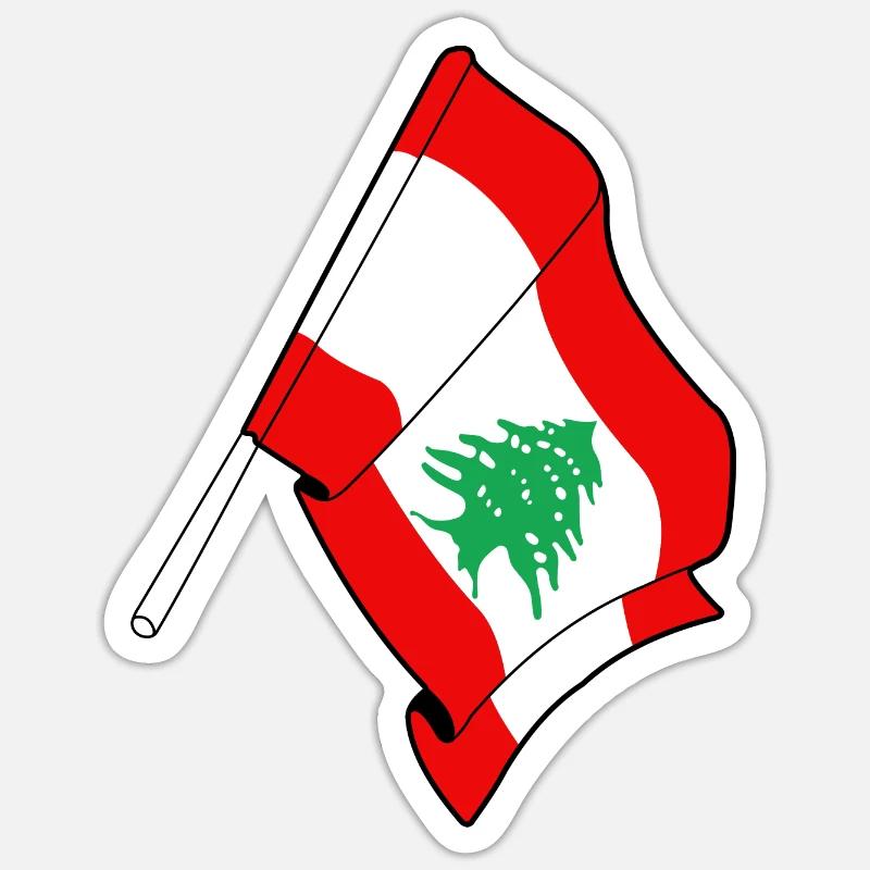 Drapeau du Liban - Sticker taille S (10 x 10 cm) - blanc mat
