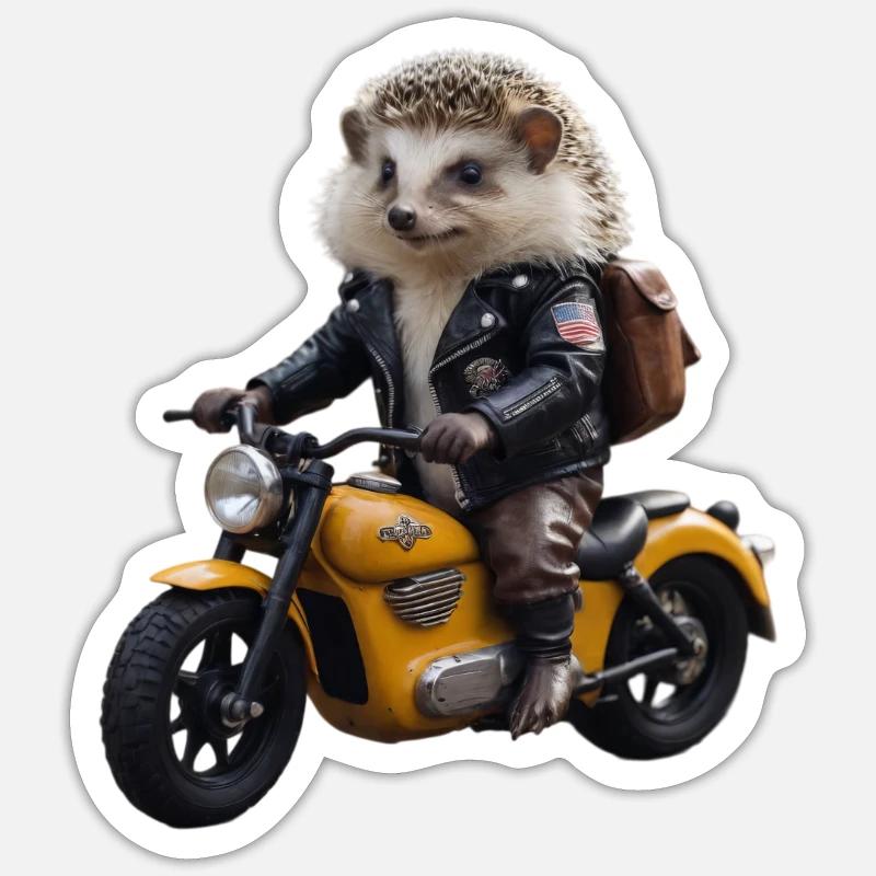 Biker hedgehog Sticker size S (10 x 10 cm)