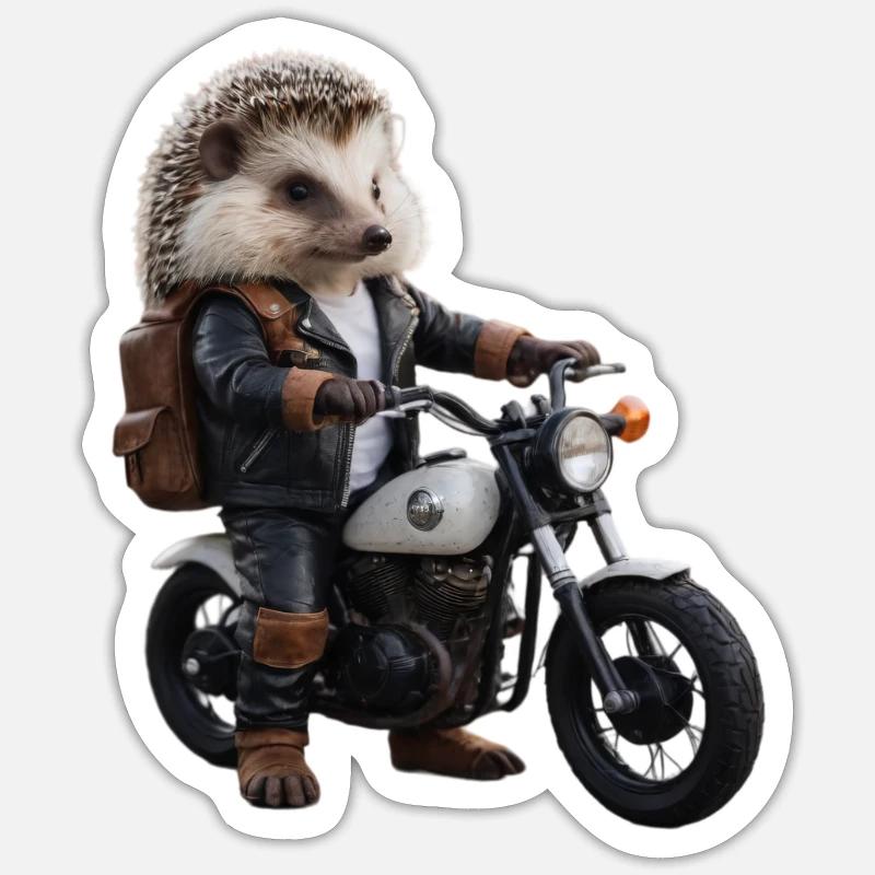 Biker hedgehog Sticker size S (10 x 10 cm)
