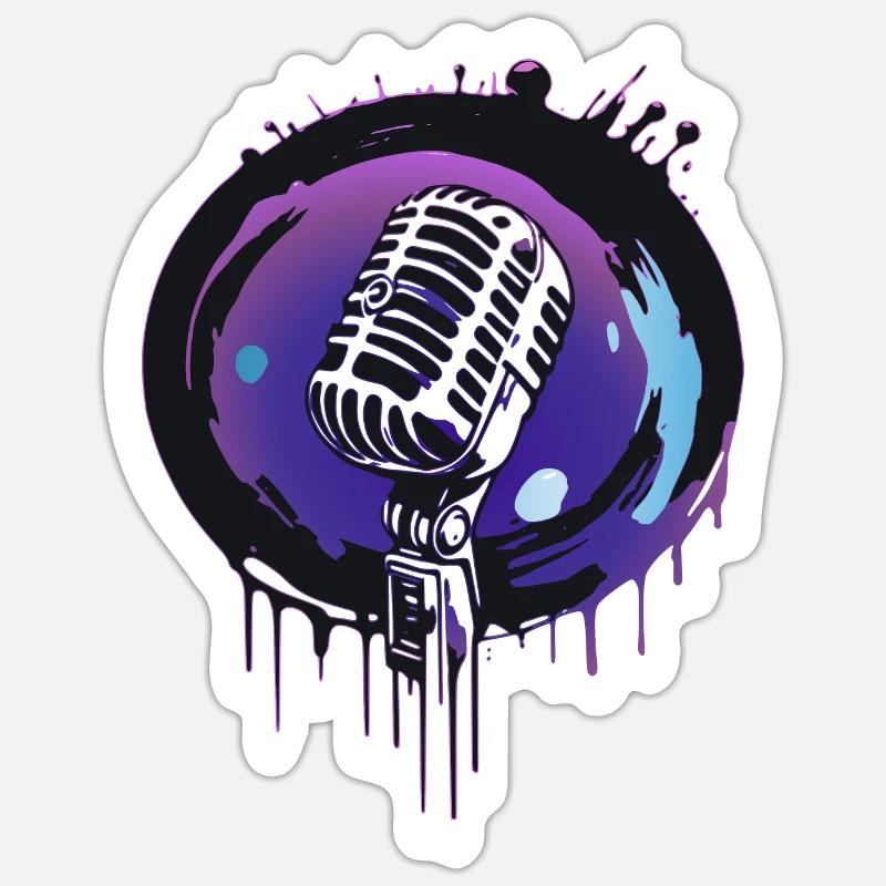 Microphone - Sticker taille S (10 x 10 cm) - blanc mat
