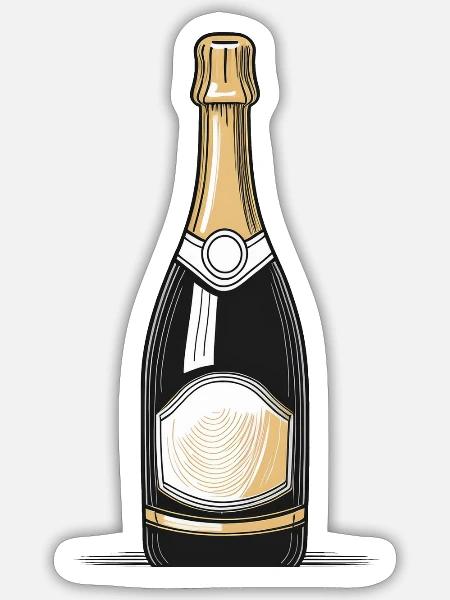 Sekt - Sticker Größe S (10 x 10 cm) - Mattweiß