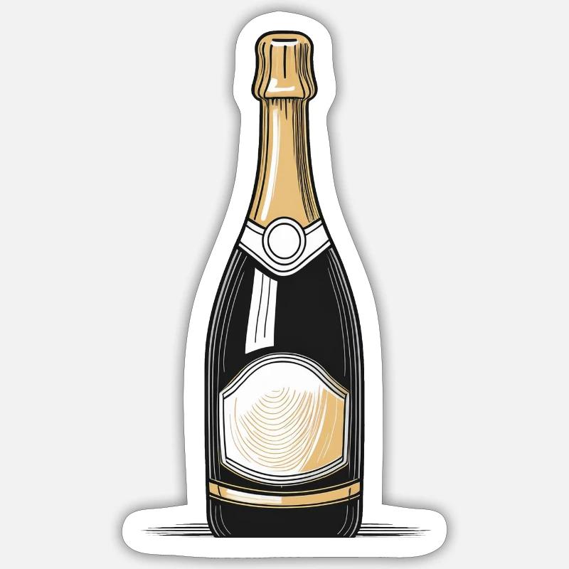 Sekt - Sticker Größe S (10 x 10 cm) - Mattweiß