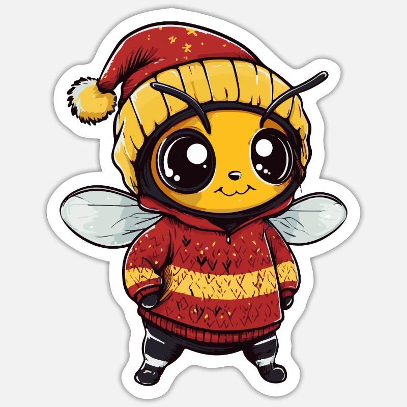 Bee Christmas Comic - Sticker size S (10 x 10 cm) - white matte