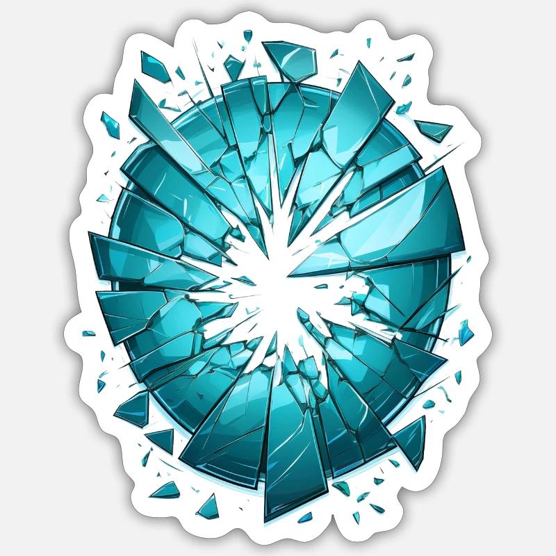 Zerbrochenes, zersplittertes Glas Sticker Größe S (10 x 10 cm)