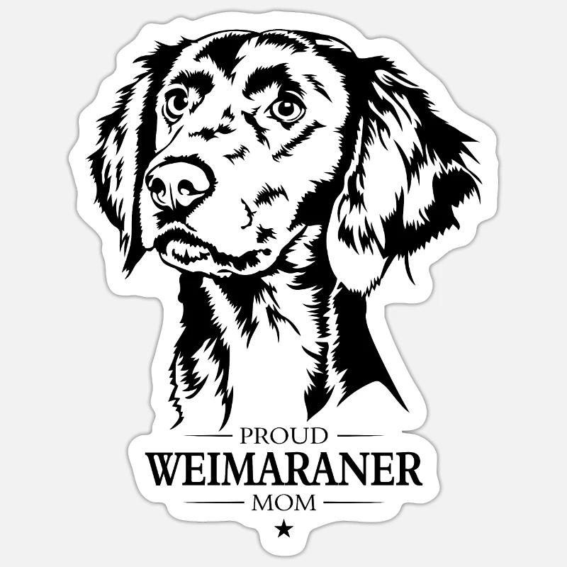 Weimaraner Langhaar Mom Hunde Jagdhunde Wilsigns - Sticker Größe S (10 x 10 cm) - Mattweiß