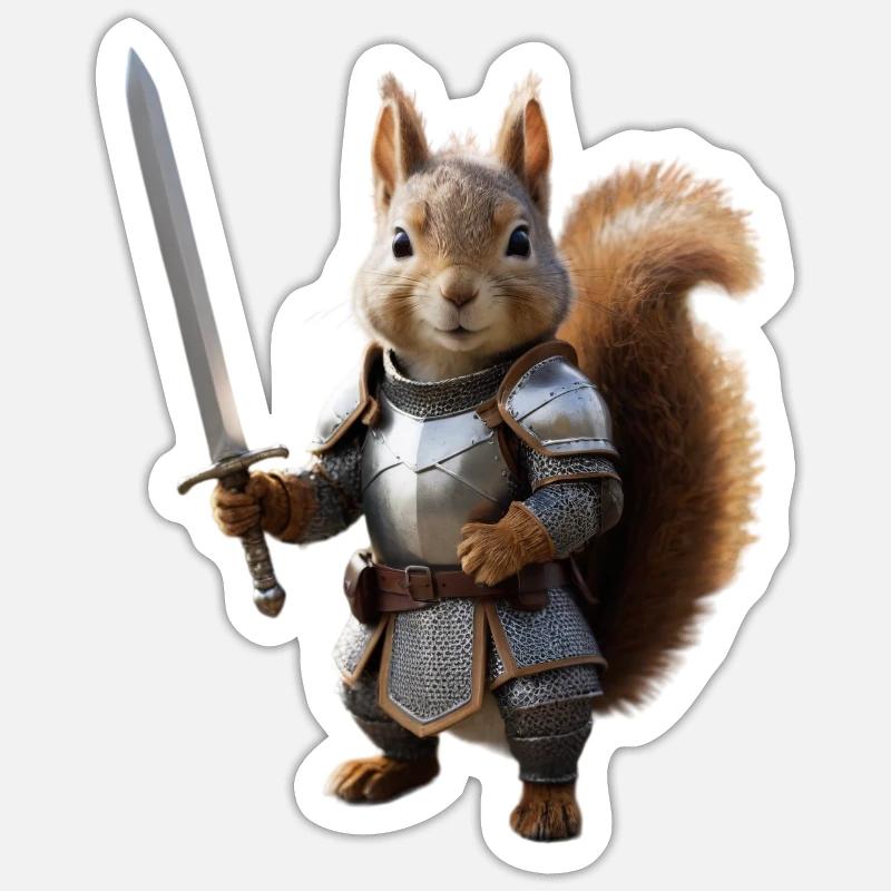 écureuil chevalier épée 3 Sticker taille S (10 x 10 cm)