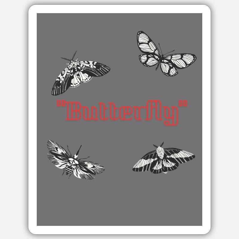 Papillon - Sticker taille S (10 x 10 cm) - blanc mat