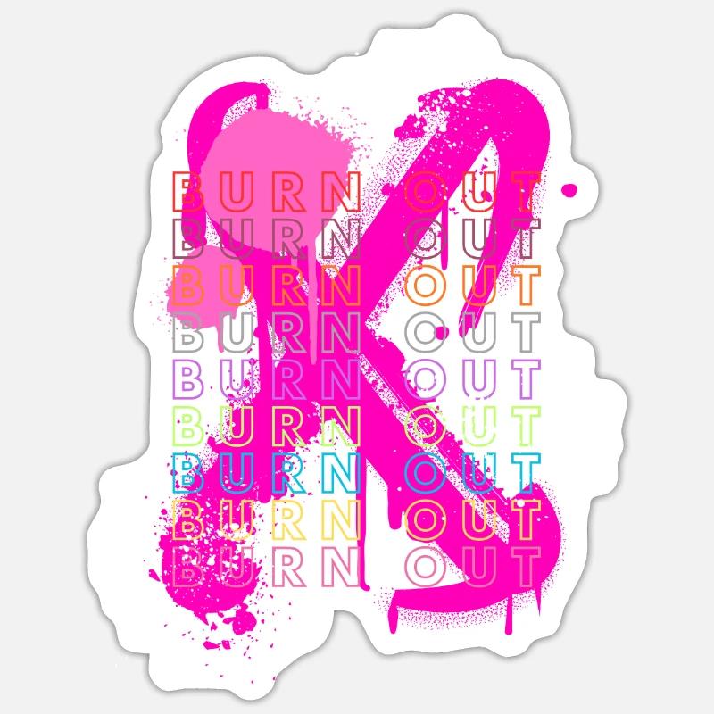 BURN OUT - Sticker taille S (10 x 10 cm) - blanc mat