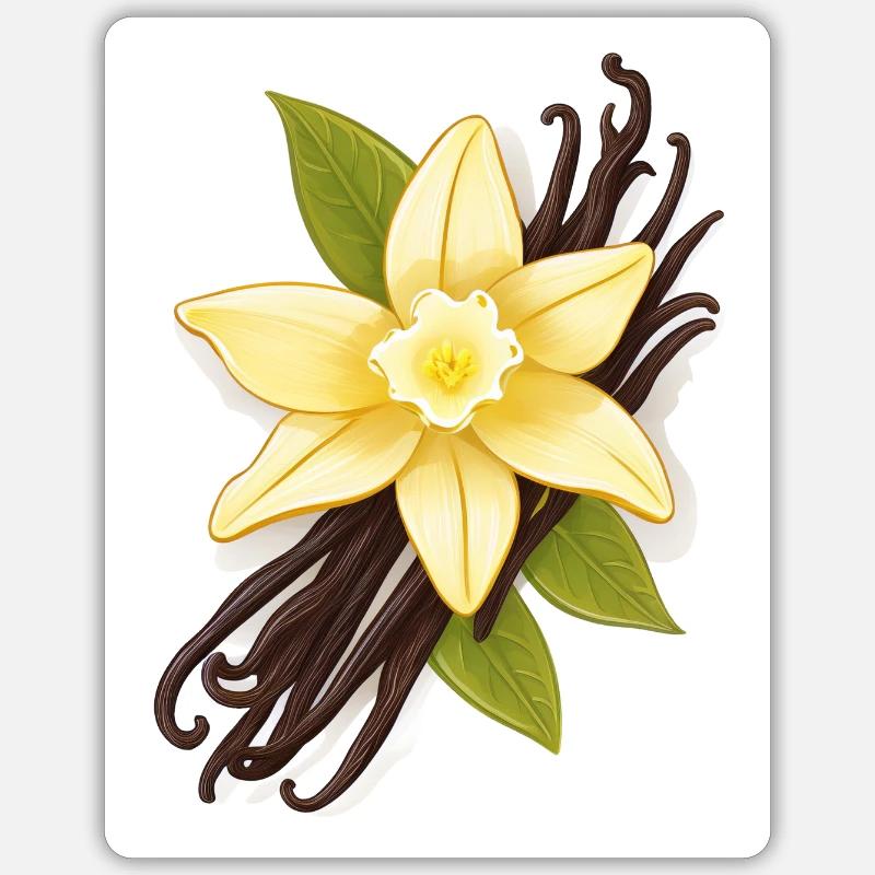 Vanilla – Vanilla blossom and vanilla beans Sticker size S (10 x 10 cm)