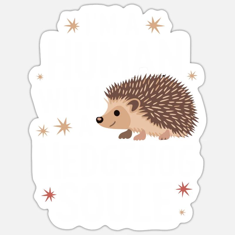 hérisson animal épineux hérisson - Sticker taille S (10 x 10 cm) - blanc mat