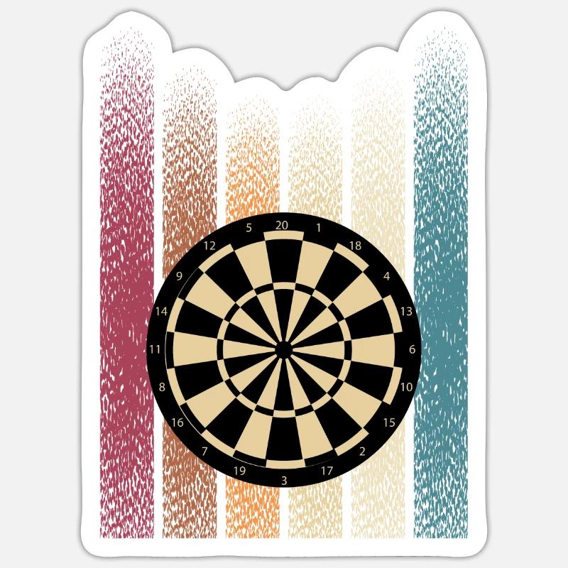Retro Dartturnier Darter Dartpfeile Dartscheibe - Sticker Größe S (10 x 10 cm) - Mattweiß