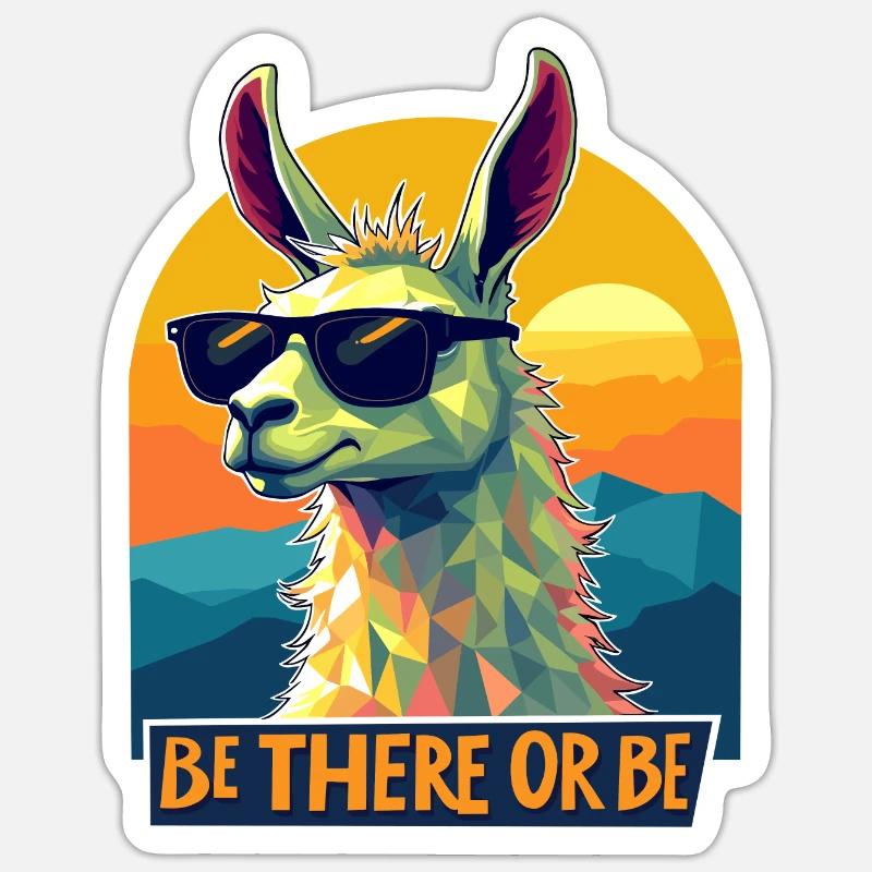 Sei dabei oder sei Lama – Retro Cool Lama Design Sticker Größe S (10 x 10 cm)