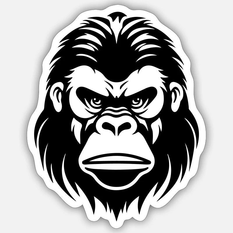 Tête de gorille - Sticker taille S (10 x 10 cm) - blanc mat