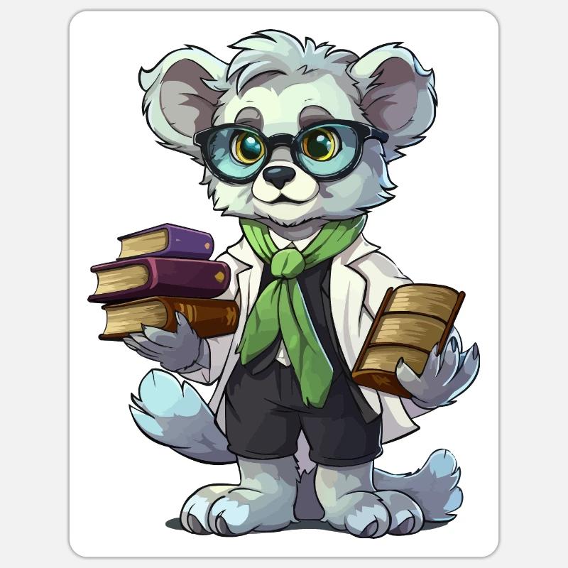 Bibliothécaire Koala - Sticker taille S (10 x 10 cm) - blanc mat