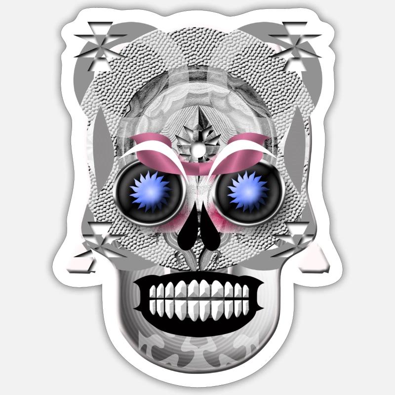 Crâne 3 - Sticker taille S (10 x 10 cm) - blanc mat